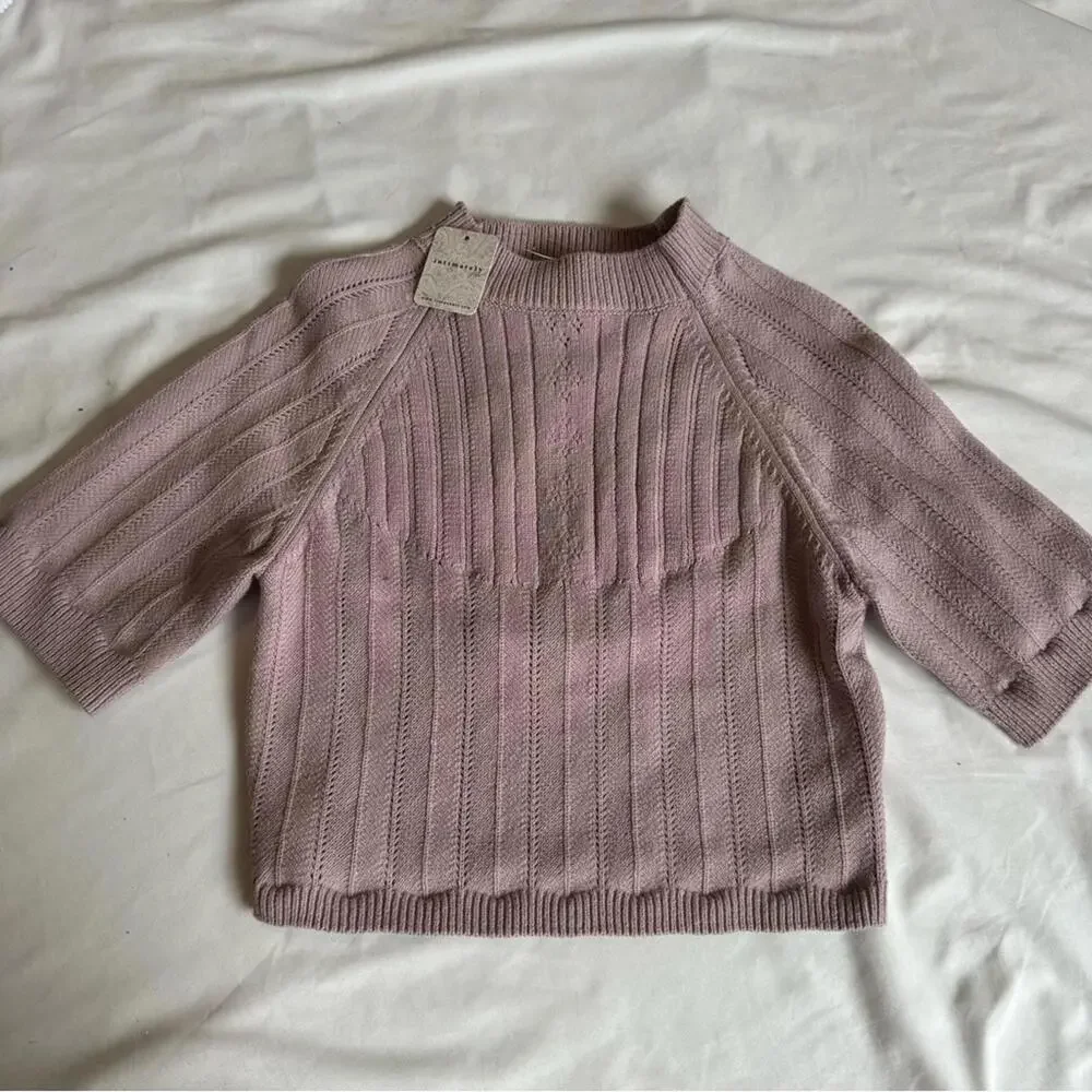 Free People Lavender Ribbed Knit Top